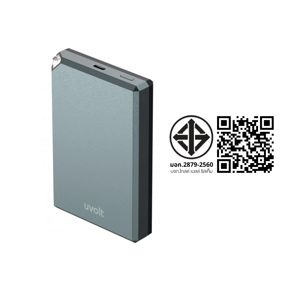 แบตเตอรี่สำรองไร้สาย UVOLT UVP10W-01-GRY (EP-P110) 10,000 MAH สีเทา รองรับชาร์จเร็ว PD20W_2